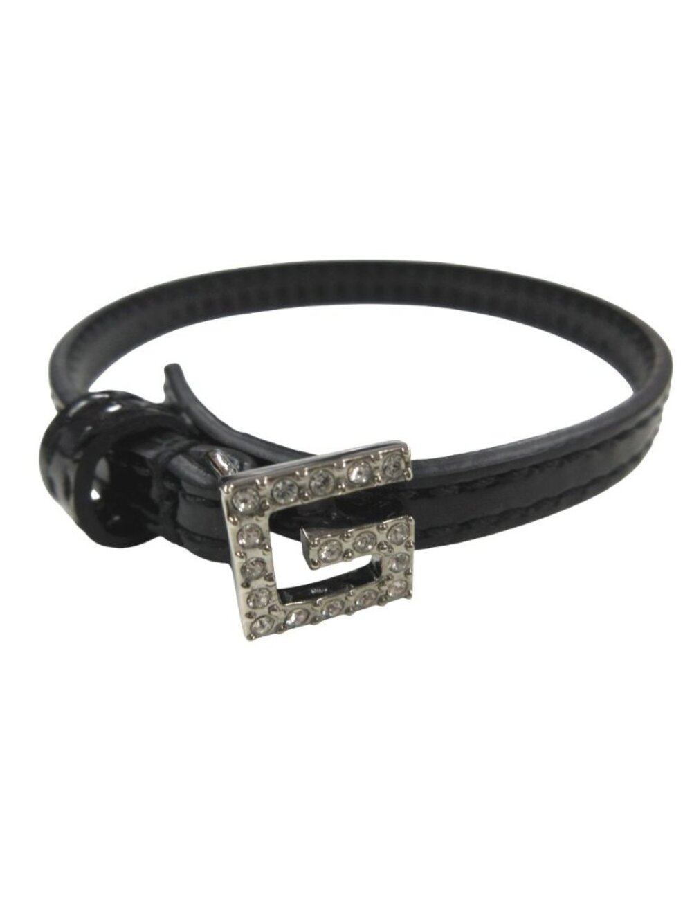 Gucci Bracelet Square G Logo Crystal Stone Decoration Enamel Patent Leather S